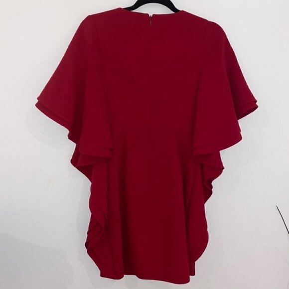 HALSTON Heritage  V-neck Flounce Sleeve Crepe Dress Size 0 - Picture 7 of 17